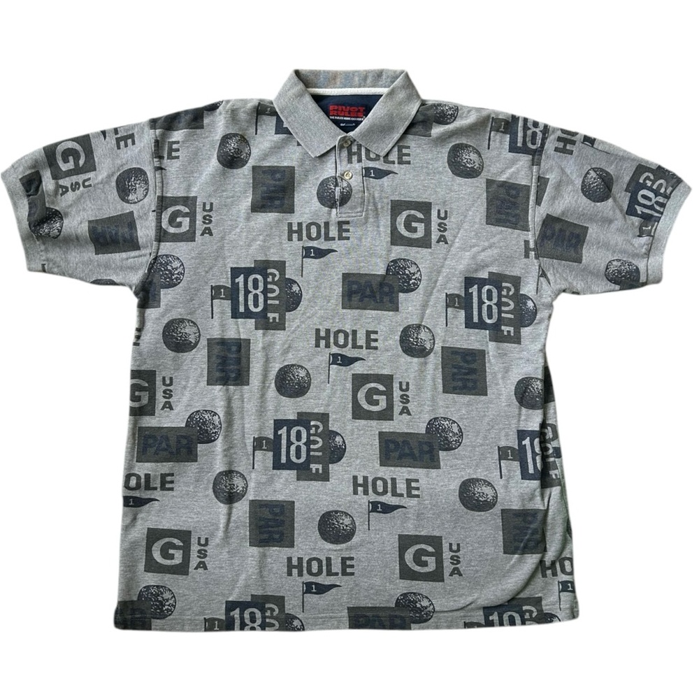 Vintage 90s Divot Rules AOP Golf Polo
